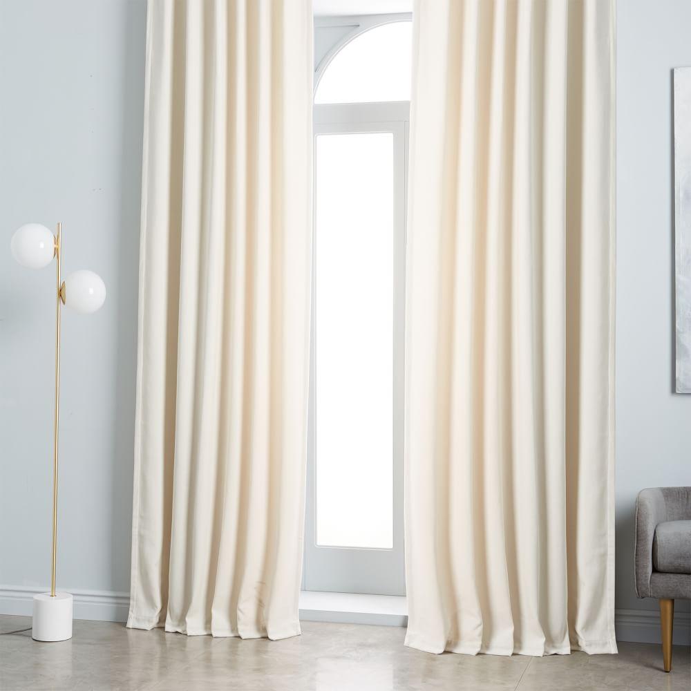 Worn Velvet Curtain + Blackout Lining - Ivory