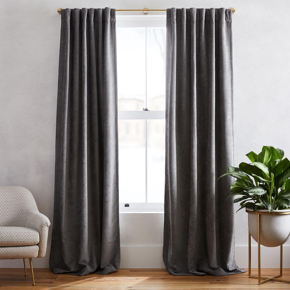 Worn Velvet Blackout Curtain - Metal