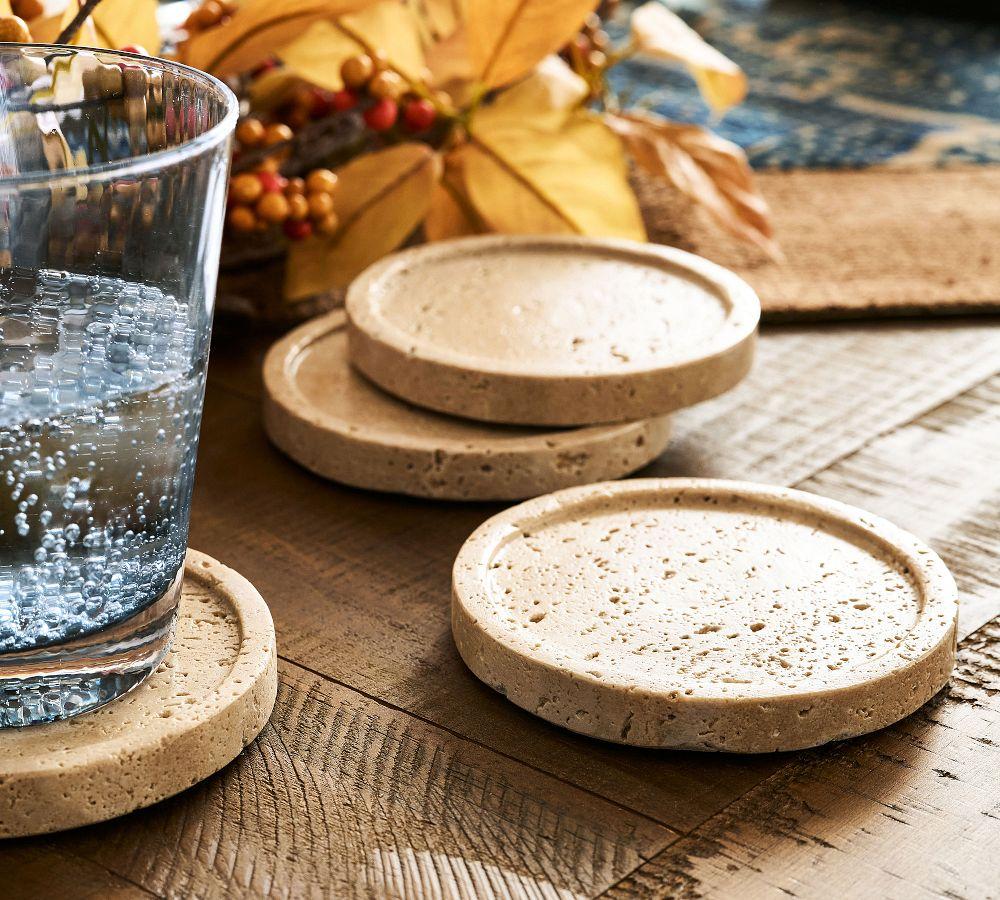 Pottery Barn Travertine Marble Coasters – Set of 4
