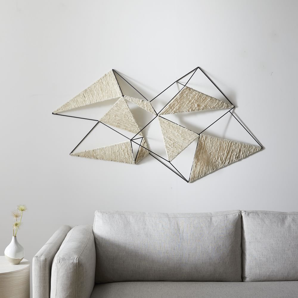 Triangular Wool & Iron Wall Art