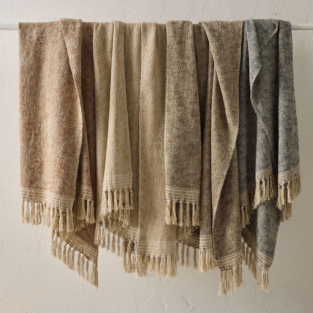 Two-Tone Chunky Linen Throw