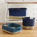 Two Tone Woven Baskets - Tonal Blues
