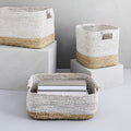 Two-Tone Woven Baskets - Natural/White