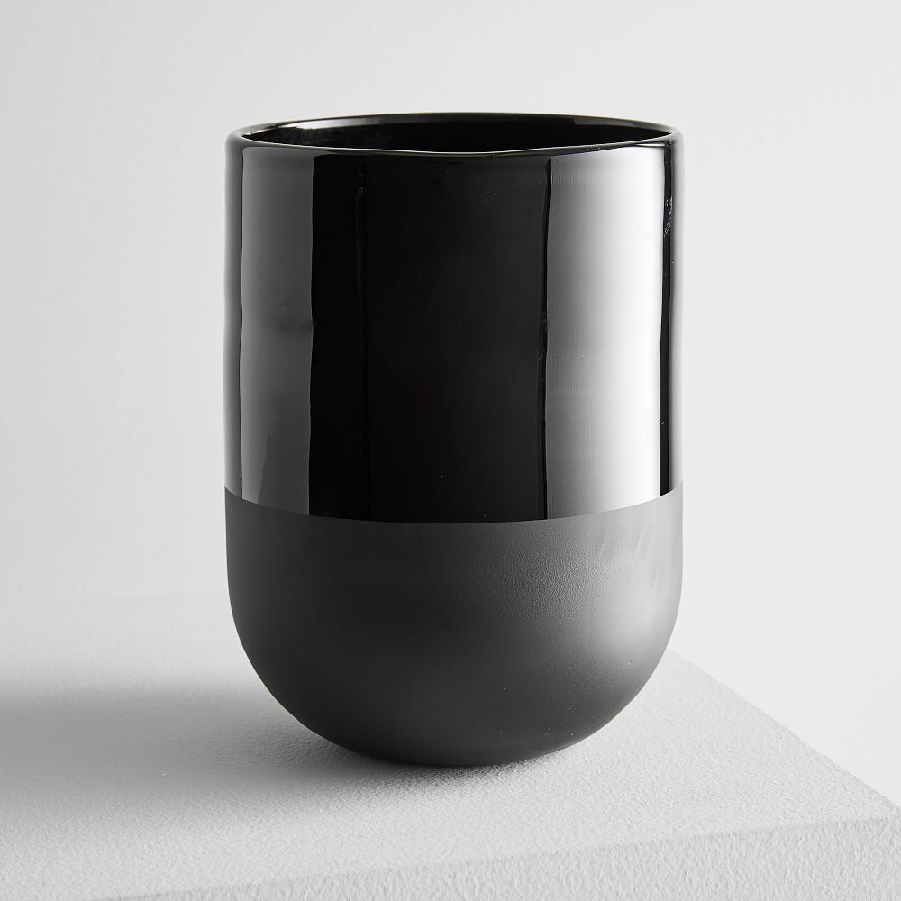 Two-Toned Black Glass Candles - Cedarwood Moss