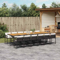 Vidaxl 13 Piece Patio Dining Set With Cushions Black Poly Rattan 129.9 X 41.7 X 28.7
