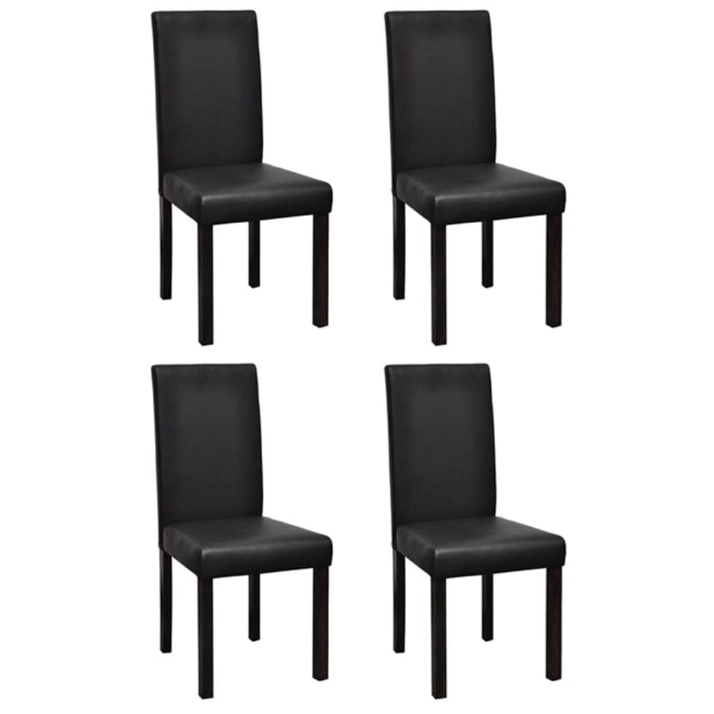 Vidaxl 4 Modern Artificial Leather Wooden Dining Chair Black