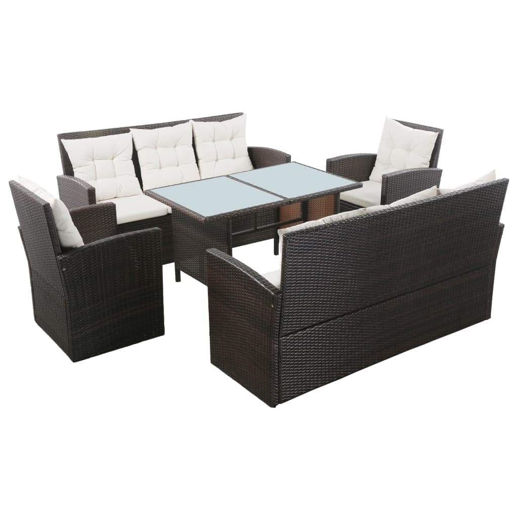 Vidaxl 5 Piece Garden Lounge Set With Cushions Poly Rattan 2 Colors