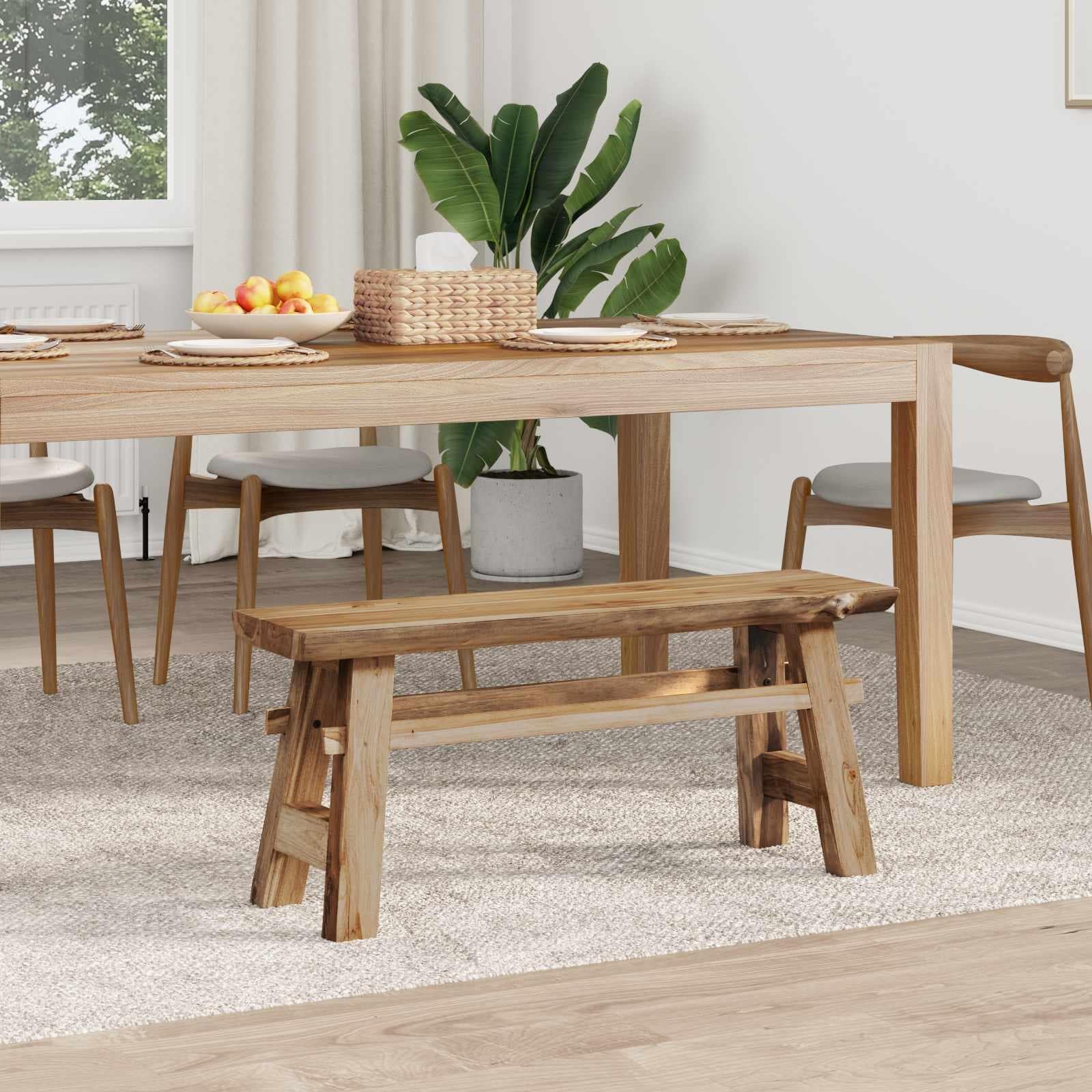 Vidaxl Bench Natural 39.37 X 11.42 X 17.13 In Solid Teak Wood 39.37 X 11.42 X 17.13 In