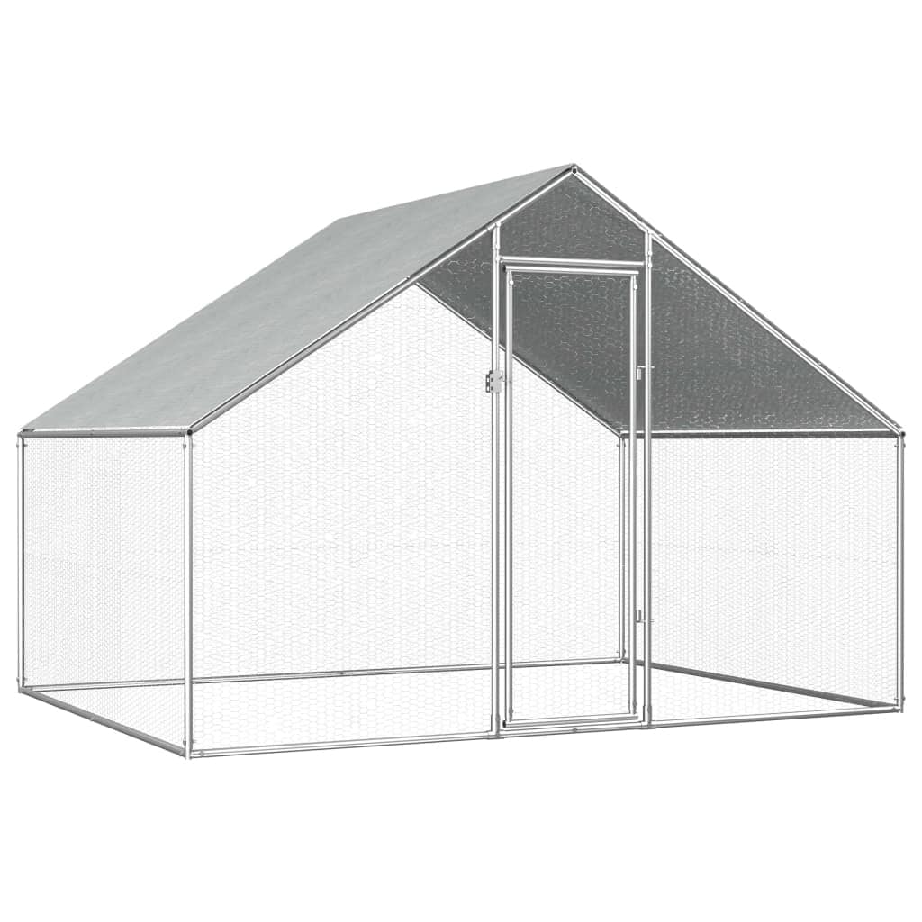Vidaxl Outdoor Chicken Cage 9X6.6X6.6 Galvanized Steel