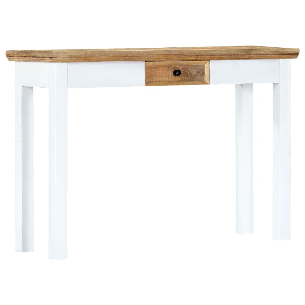Vidaxl Console Table White And Brown 43.3 X13.7 X29.5 Mango Wood