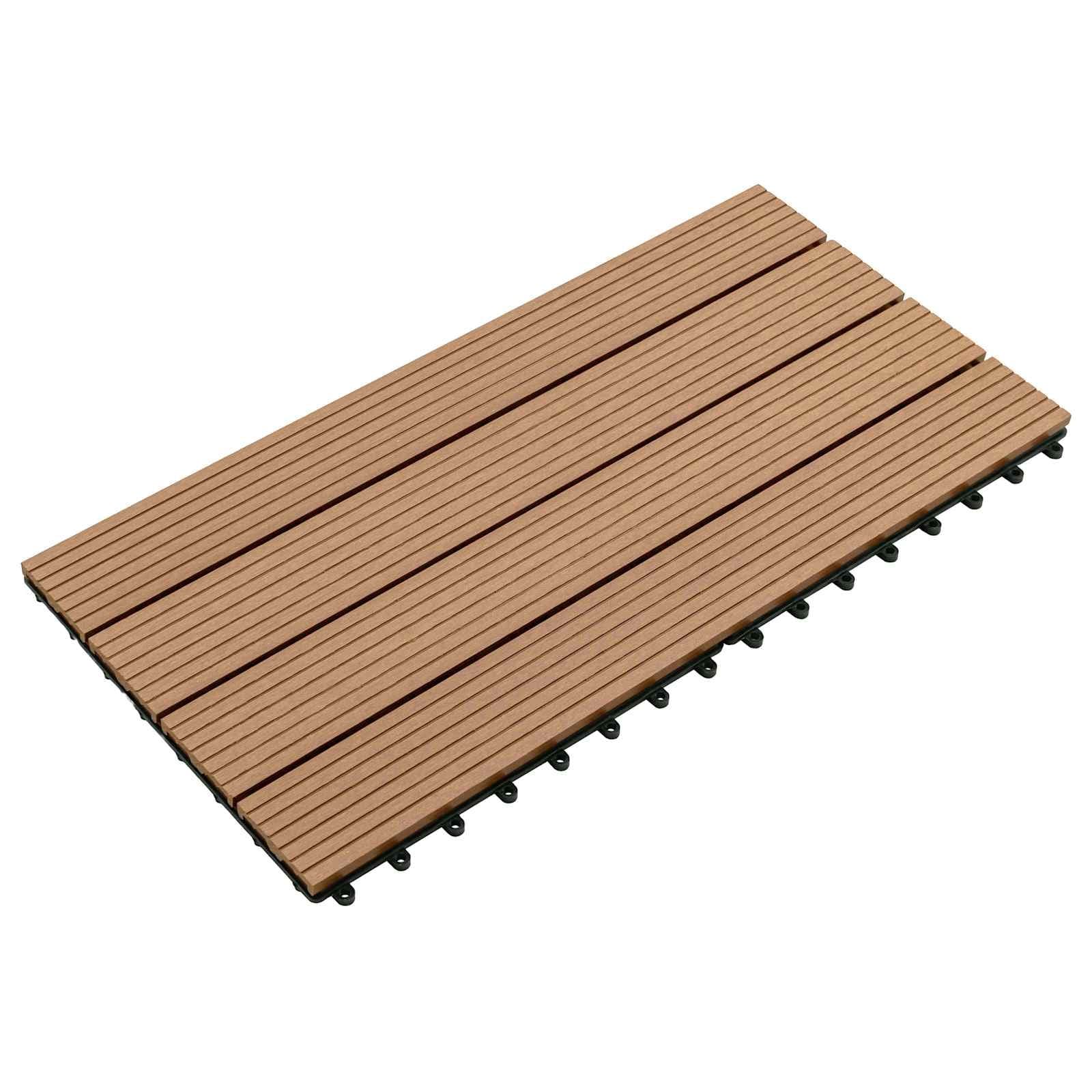 Vidaxl Decking Tile 6 Pcs Brown 23.62 X 11.81 In Wpc 23.62 X 11.81 In