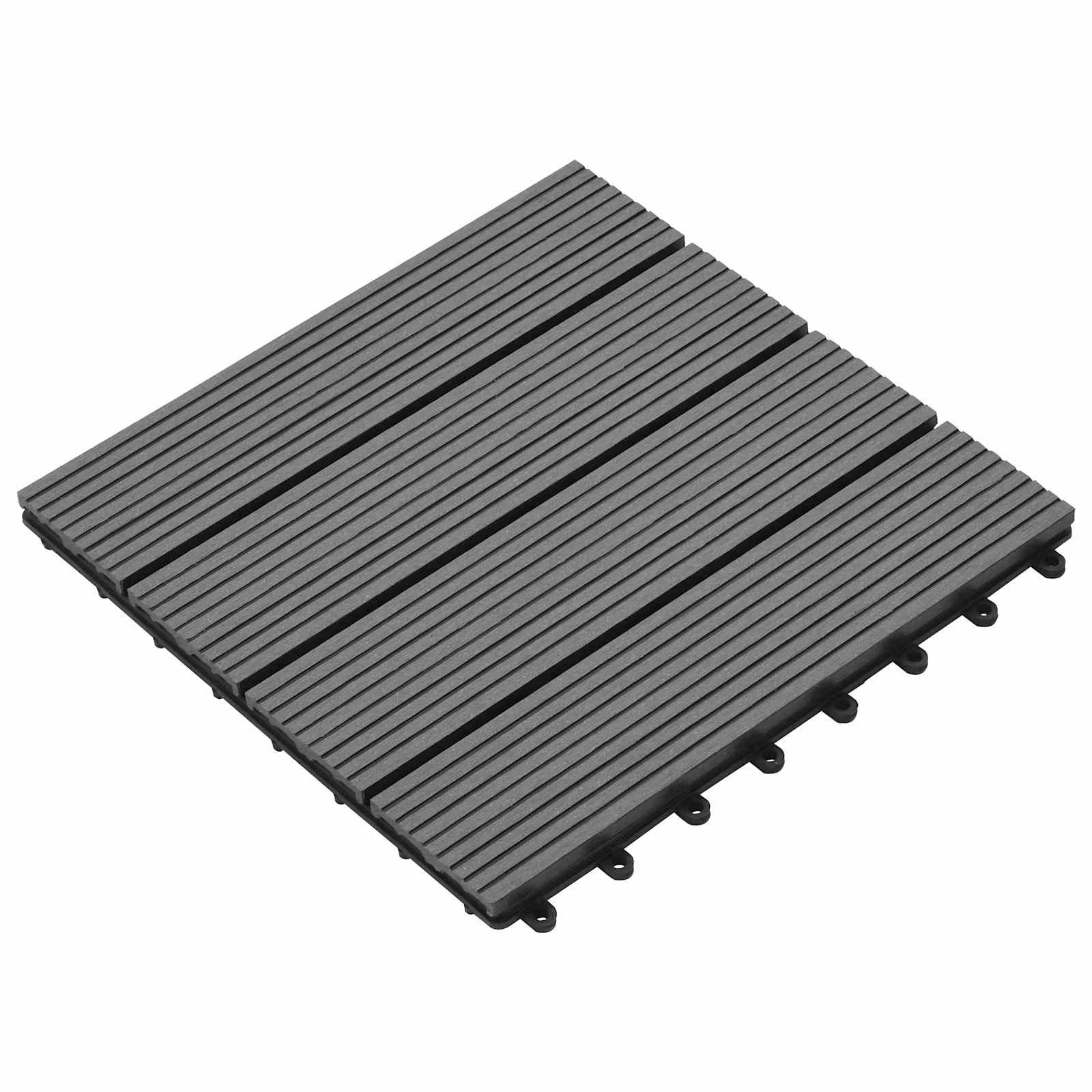 Vidaxl Decking Tile Grey 11.81 X 11.81 In Wpc