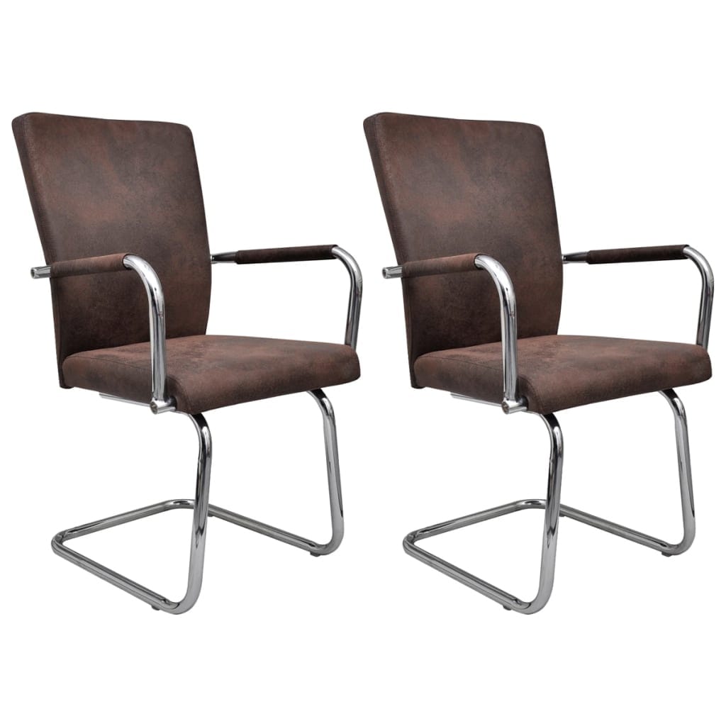 Vidaxl Dining Chairs 2 Pcs Brown Faux Suede Leather