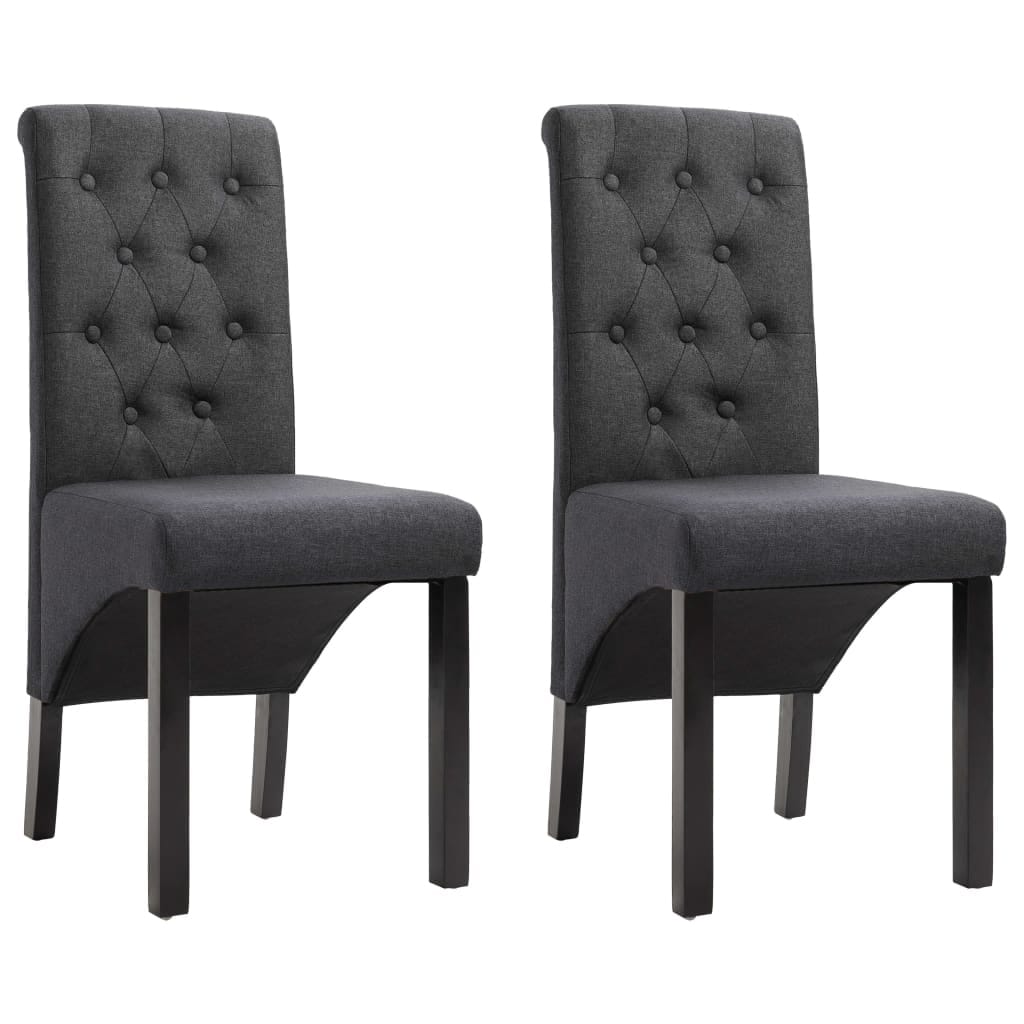 Vidaxl Dining Chairs 2 Pcs Dark Gray Fabric
