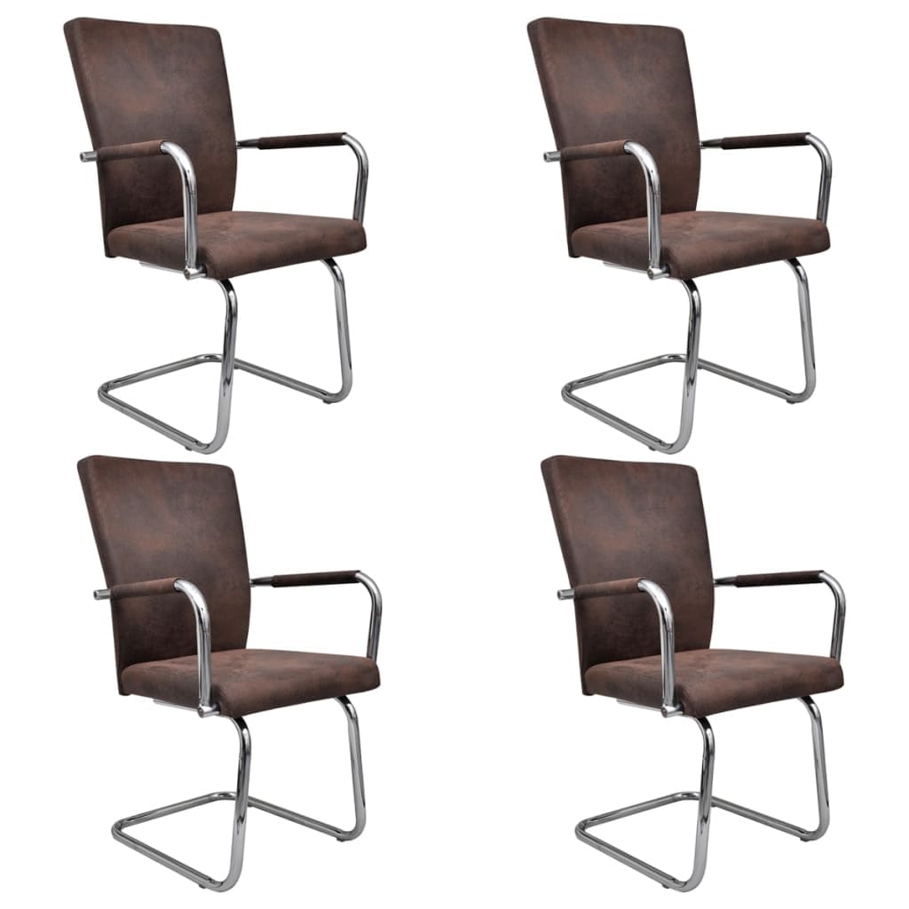 Vidaxl Dining Chairs 4 Pcs Brown Faux Suede Leather