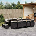 Vidaxl Garden Dining Set Black Pe Rattan 15 Pieces Collapsible 41.7 X 108.3 X 28.7 In