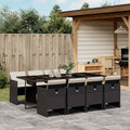 Vidaxl Garden Dining Set Black Pe Rattan 8 Seater Uv Resistant Materials 41.7 X 86.6 X 28.7 In