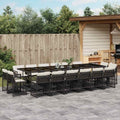 Vidaxl Garden Dining Set Black Pe Rattan Large Adjustable Armrests 41.7 X 129.9 X 28.7 In
