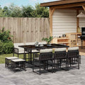 Vidaxl Garden Dining Set Black Pe Rattan Large Foldable 41.7 X 65.0 X 28.7 In.
