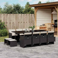Vidaxl Garden Dining Set Black Pe Rattan Large Foldable 41.7 X 86.6 X 28.7 In