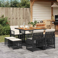 Vidaxl Garden Dining Set Black Pe Rattan Standard Collapsible 41.7 X 43.3 X 28.7 In
