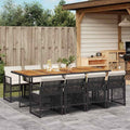 Vidaxl Garden Dining Set Black Pe Rattan Large Foldable 41.7 X 86.6 X 28.7 In