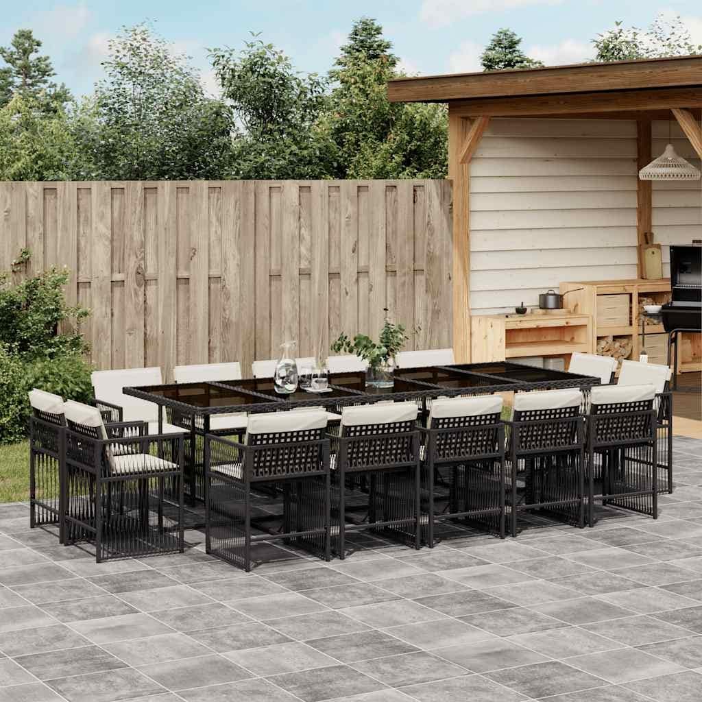 Vidaxl Garden Dining Set Black Pe Rattan Large Foldable 41.7 X 108.3 X 28.7 In