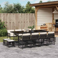 Vidaxl Garden Dining Set Black Poly Rattan 12 Seater Stackable 41.7 X 86.6 X 28.7 In
