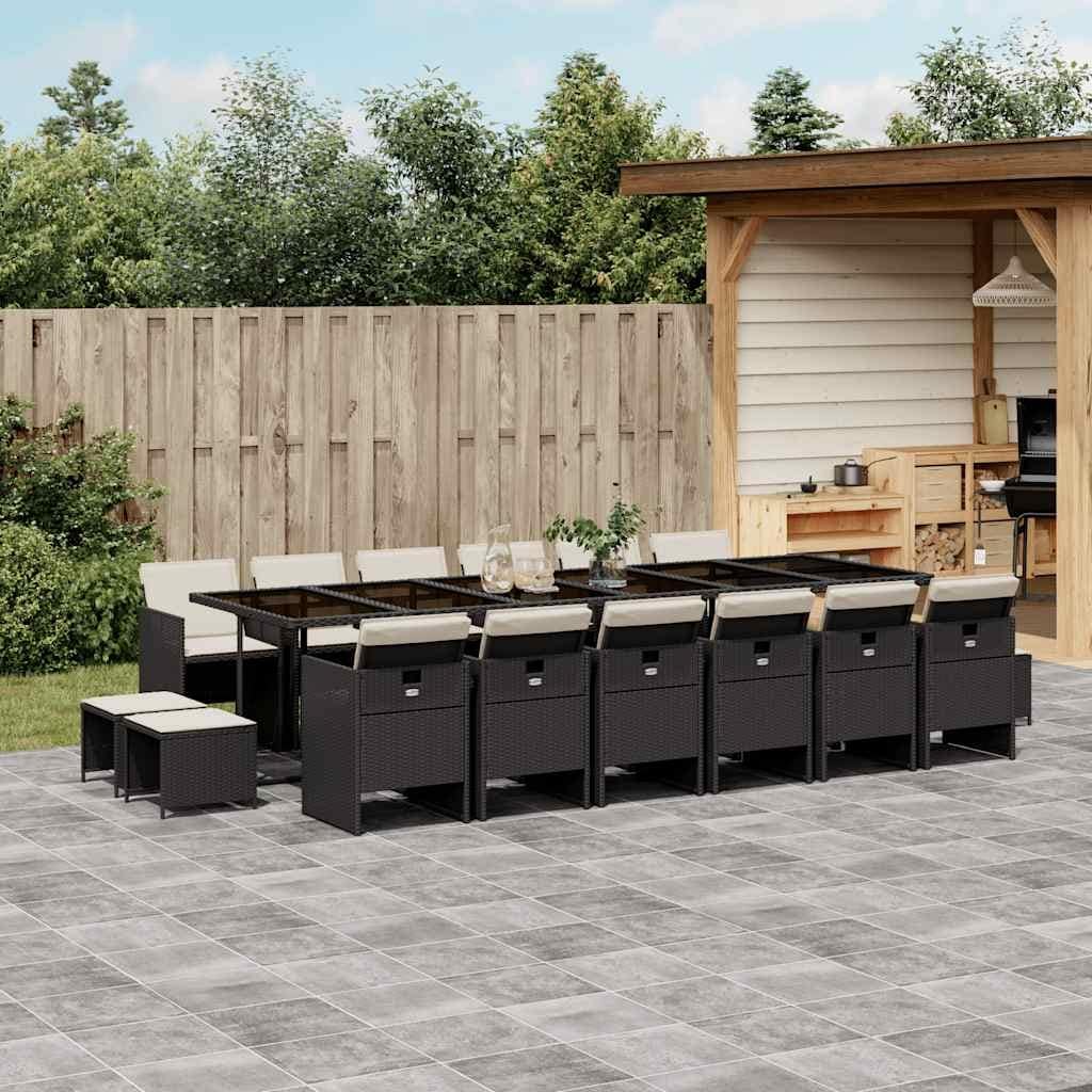 Vidaxl Garden Dining Set Black Poly Rattan 16 Seater 129.9 X 41.7 X 28.7 In
