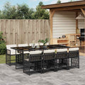 Vidaxl Garden Dining Set Black Poly Rattan 9 Piece 41.7 X 86.6 X 28.7 In