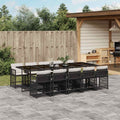 Vidaxl Garden Dining Set Black Poly Rattan Large Foldable 41.7 X 108.3 X 28.7 In.