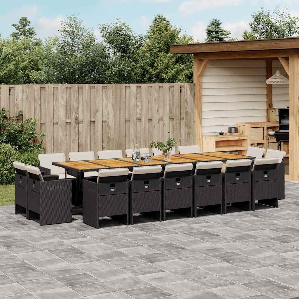 Vidaxl Garden Dining Set Black And Brown 129.9 X 41.7 X 28.7 In.