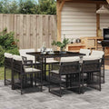 Vidaxl Garden Dining Set Black And Cream White Pe Rattan Large Foldable 41.7 X 43.3 X 28.7 In