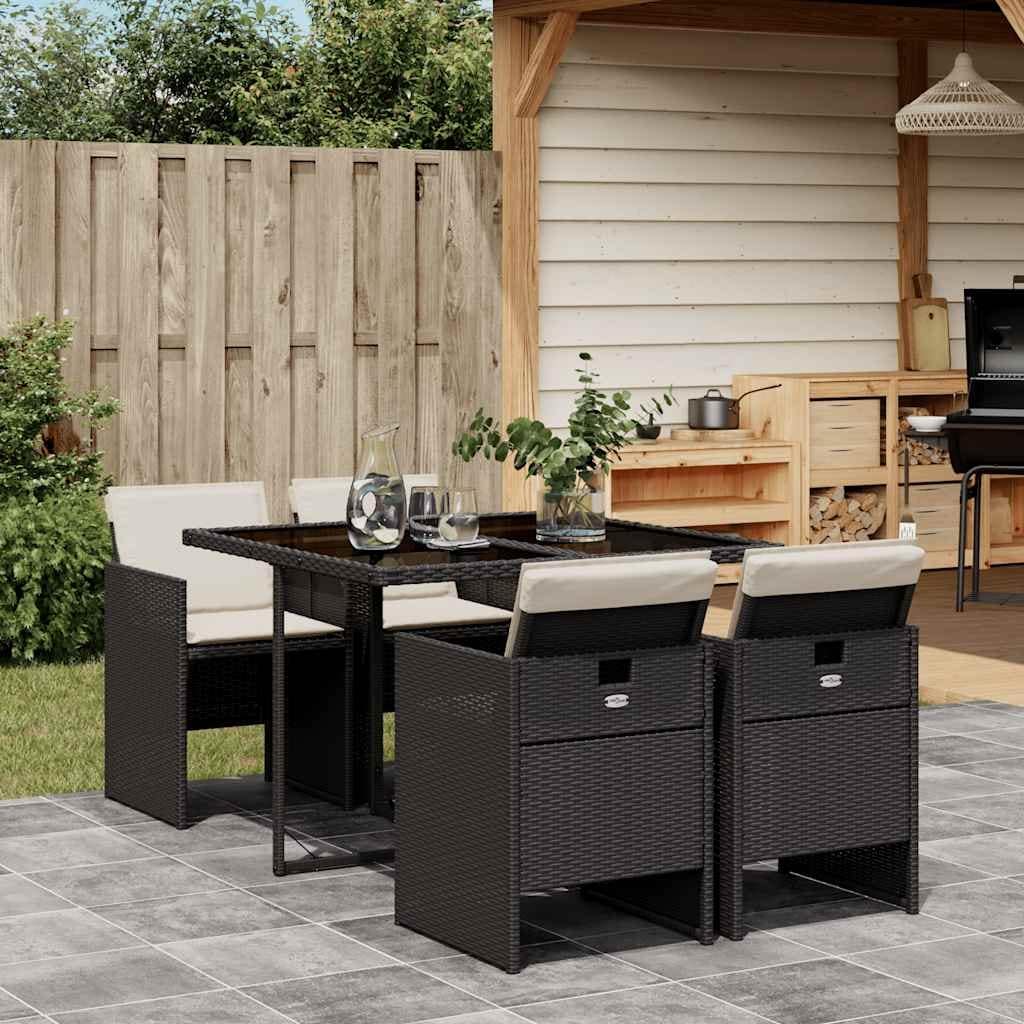 Vidaxl Garden Dining Set Black And Cream White 43.3 X 41.7 X 28.7 In