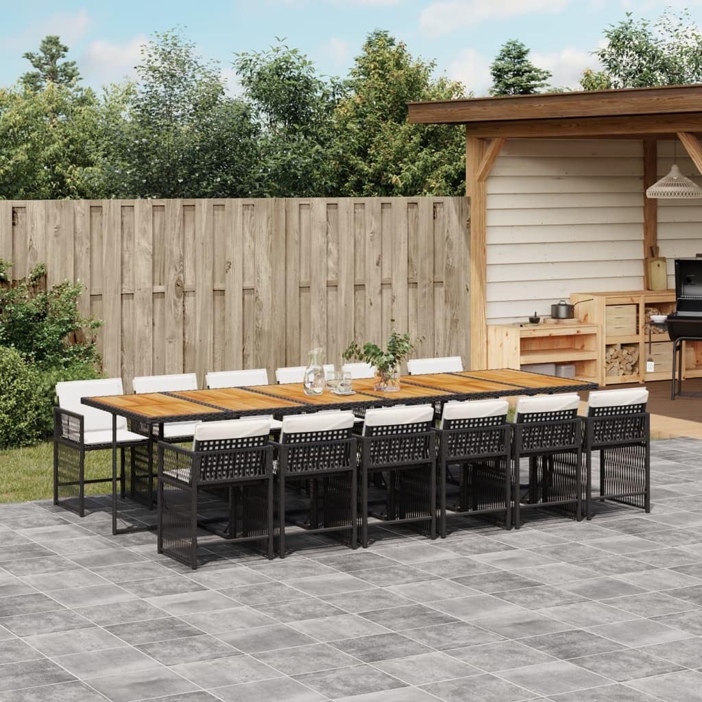 Vidaxl Garden Dining Set Black And Cream White 41.7 X 129.9 X 28.7 In