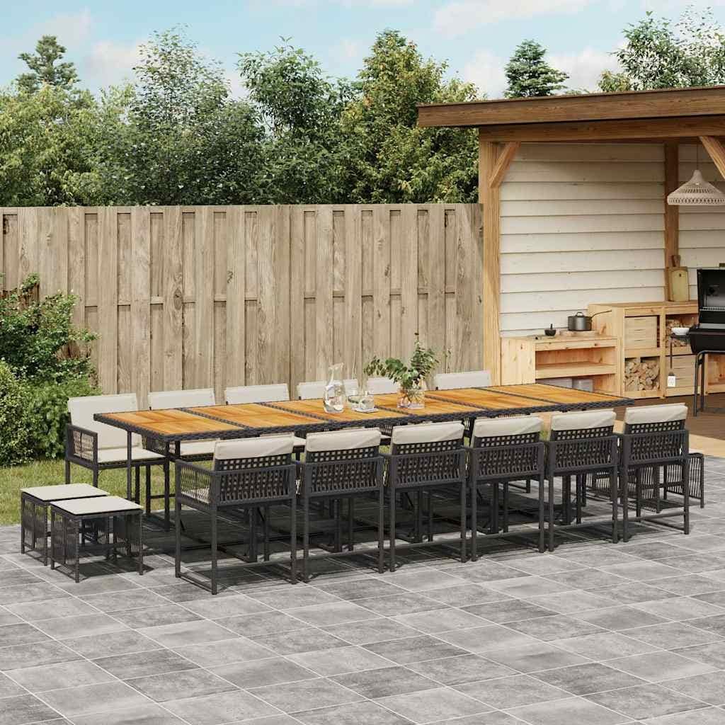 Vidaxl Garden Dining Set Black And Cream White 41.7 X 129.9 X 28.7 In