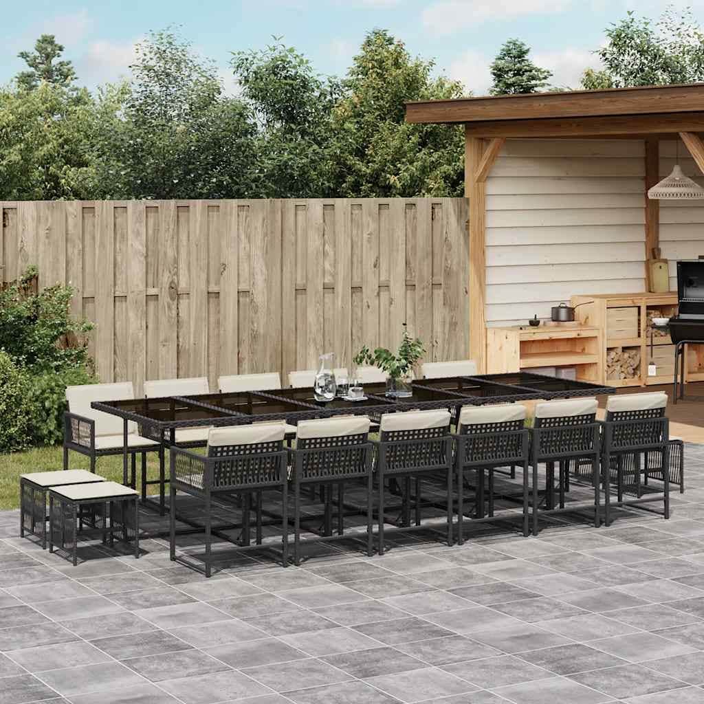 Vidaxl Garden Dining Set Black And Cream 41.7 X 129.9 X 28.7 In