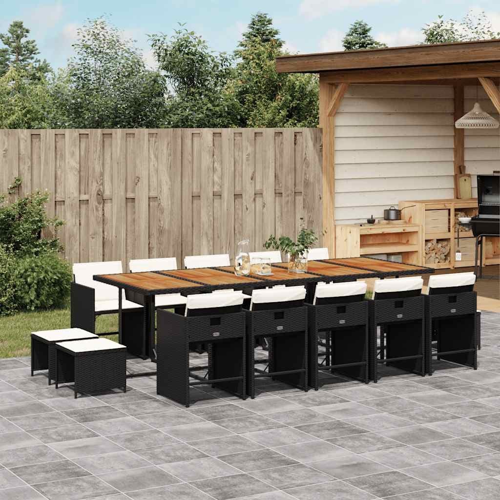 Vidaxl Garden Dining Set Black And Cream 108.3 X 41.7 X 28.7 In