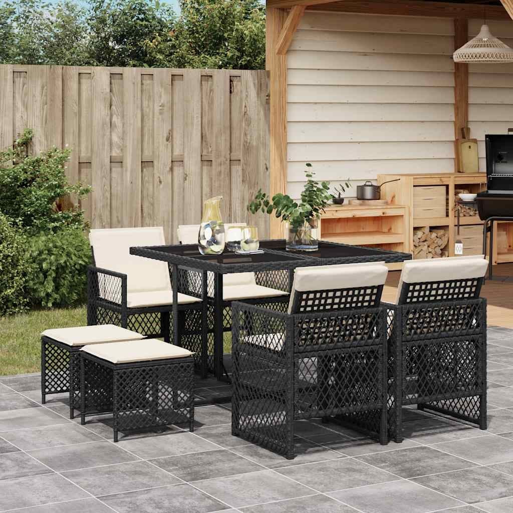 Vidaxl Garden Dining Set Black And Cream 41.7 X 43.3 X 28.7 In