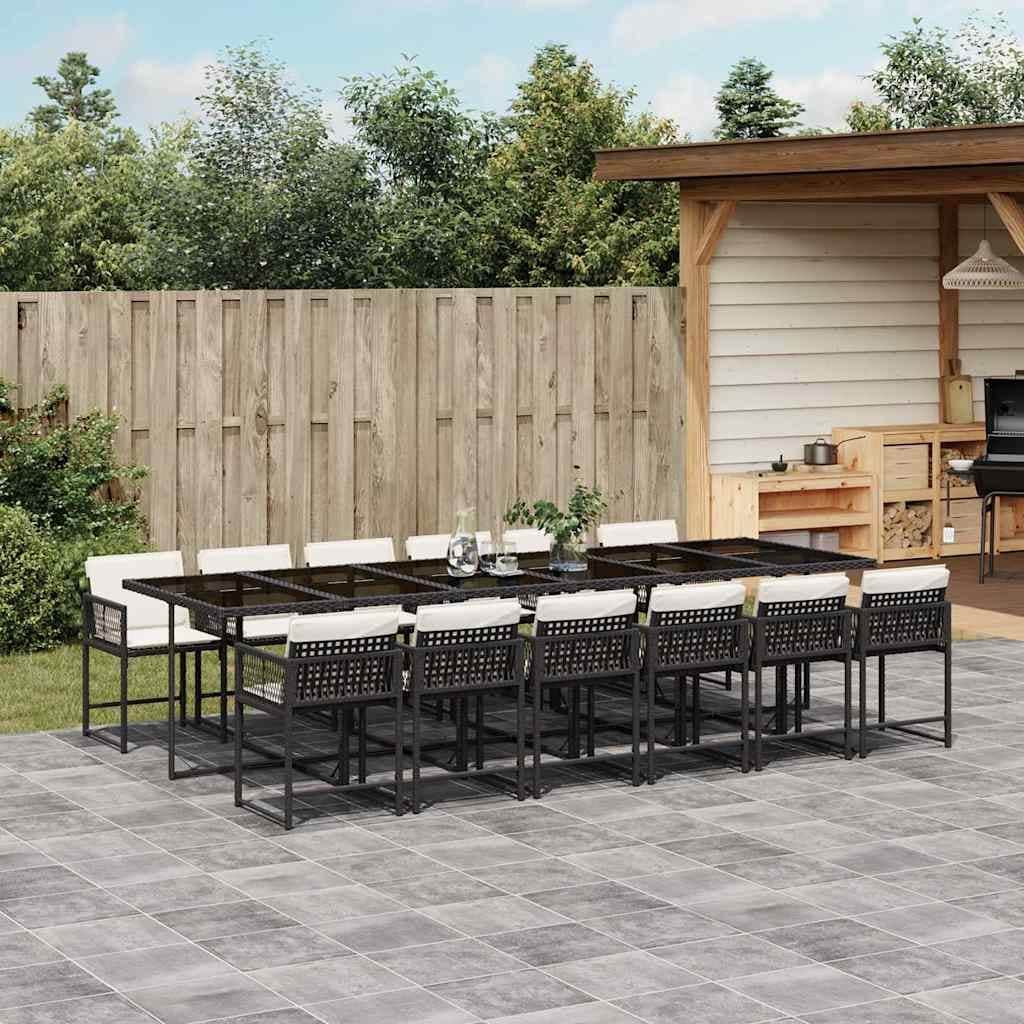 Vidaxl Garden Dining Set Black And Cream 41.7 X 129.9 X 28.7 In