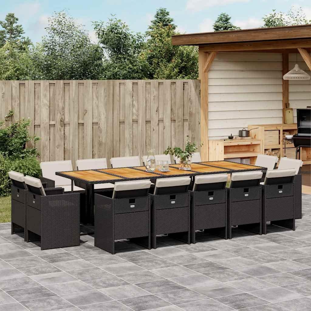Vidaxl Garden Dining Set Black And Brown Cream White Cushions 108.3 X 41.7 X 28.7 In.