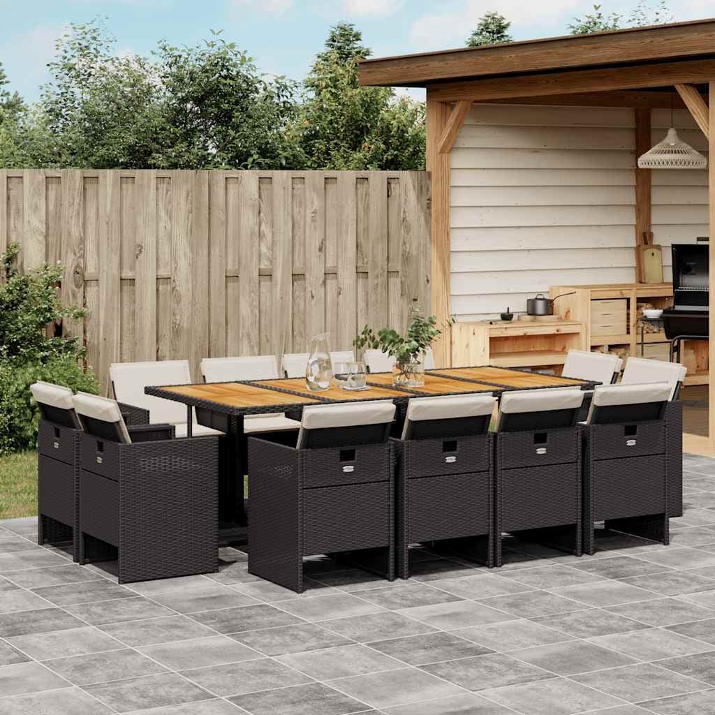 Vidaxl Garden Dining Set Black And Brown 86.6 X 41.7 X 28.7 In.