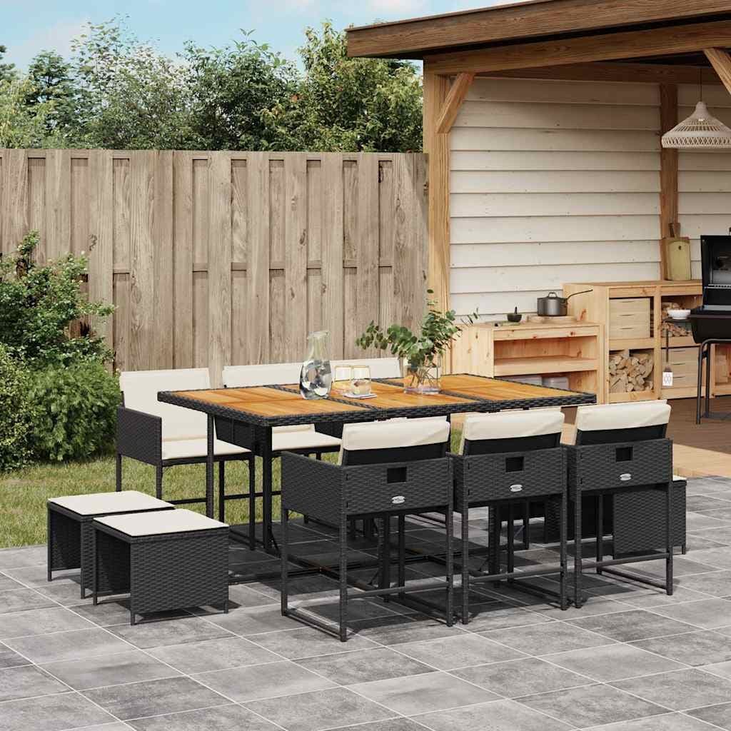 Vidaxl Garden Dining Set Black And Cream White 41.7 X 65.0 X 28.7 In