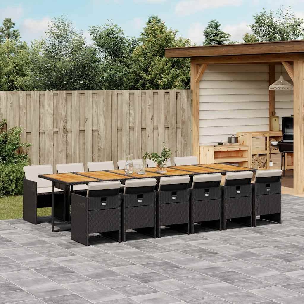 Vidaxl Garden Dining Set Black And Cream White 41.7 X 129.9 X 28.7 In