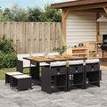 Vidaxl Garden Dining Set Black Brown Poly Rattan Large Collapsible 41.7 X 65.0 X 28.7 In.