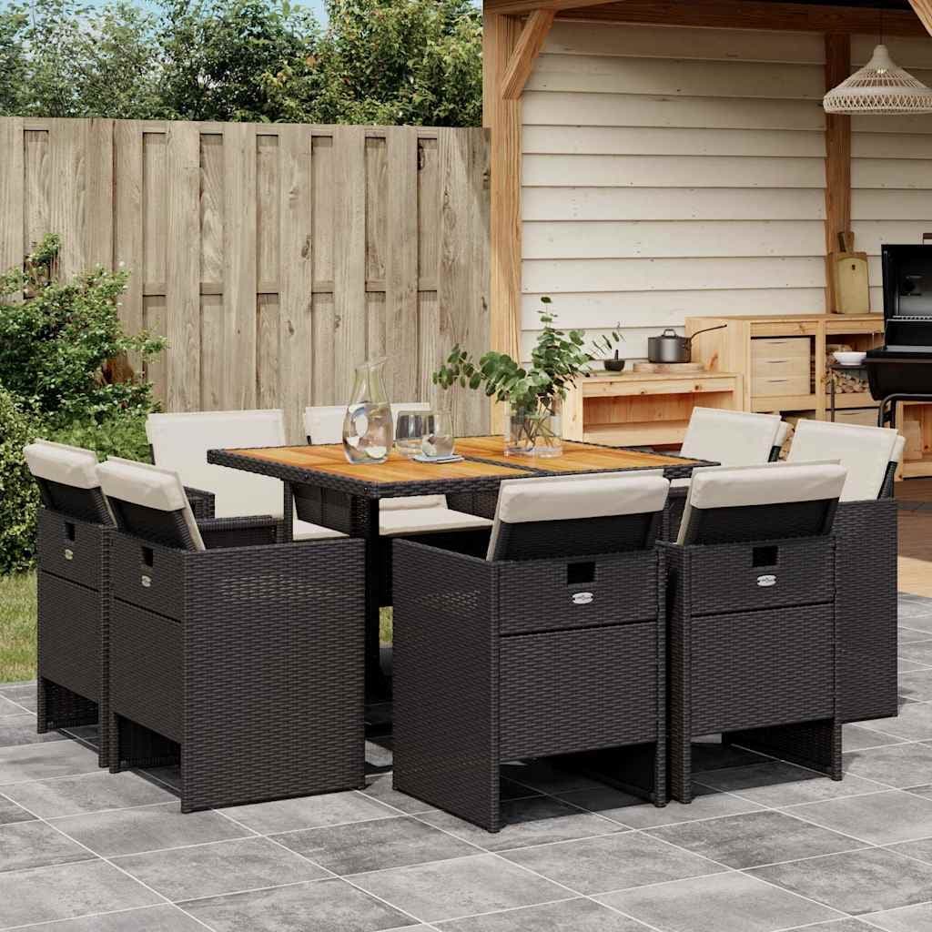 Vidaxl Garden Dining Set Black Brown Cream White 43.3 X 41.7 X 28.7 In