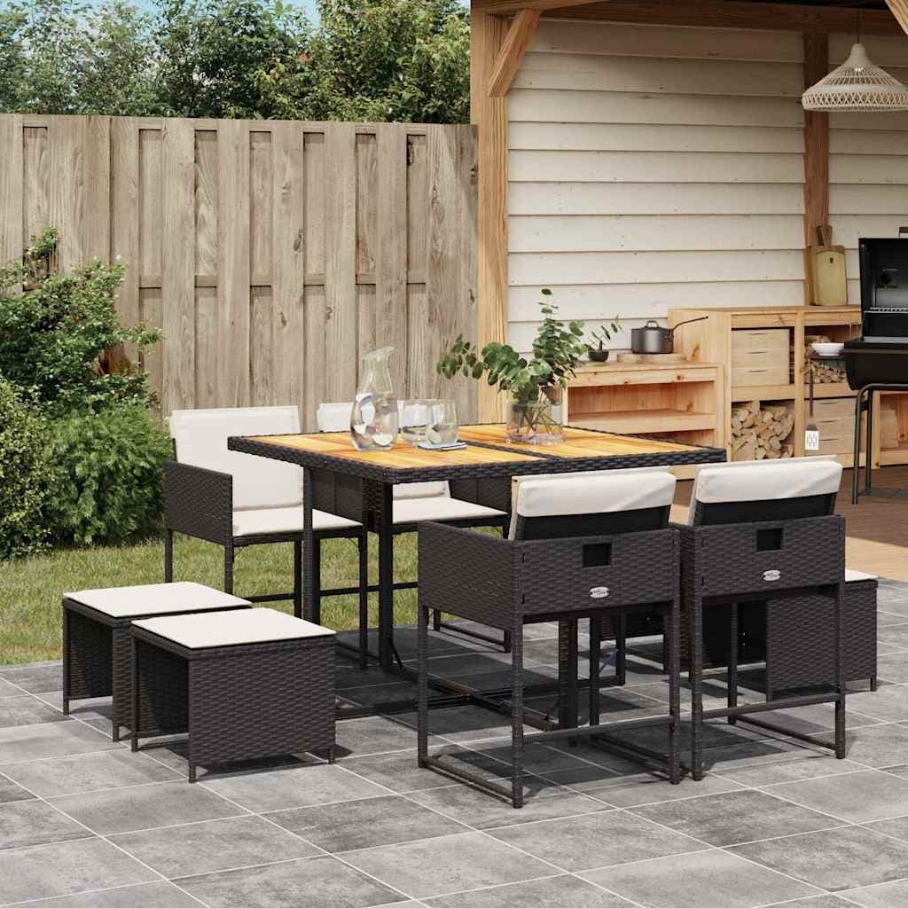 Vidaxl Garden Dining Set Black Brown Cream White 41.7 X 43.3 X 28.7 In