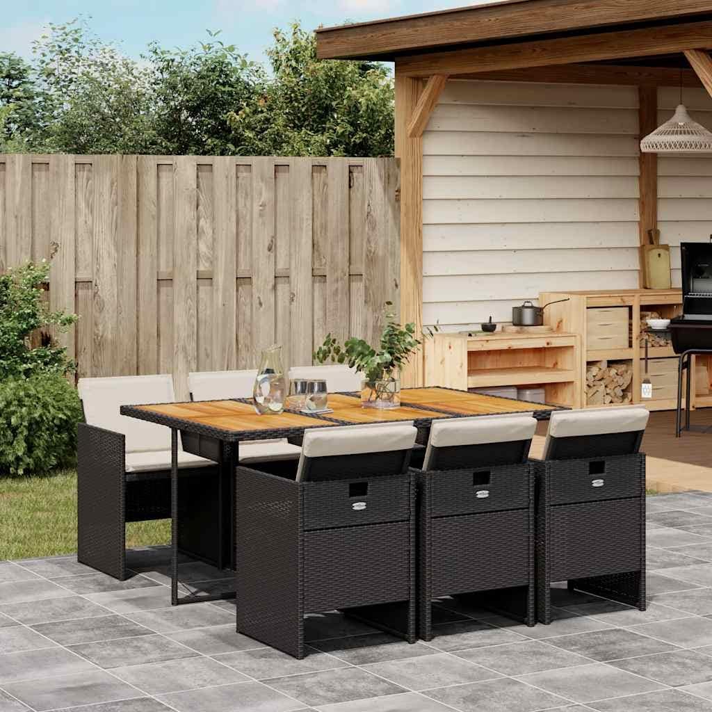 Vidaxl Garden Dining Set Black Brown Cream White 65.0 X 41.7 X 28.7 In