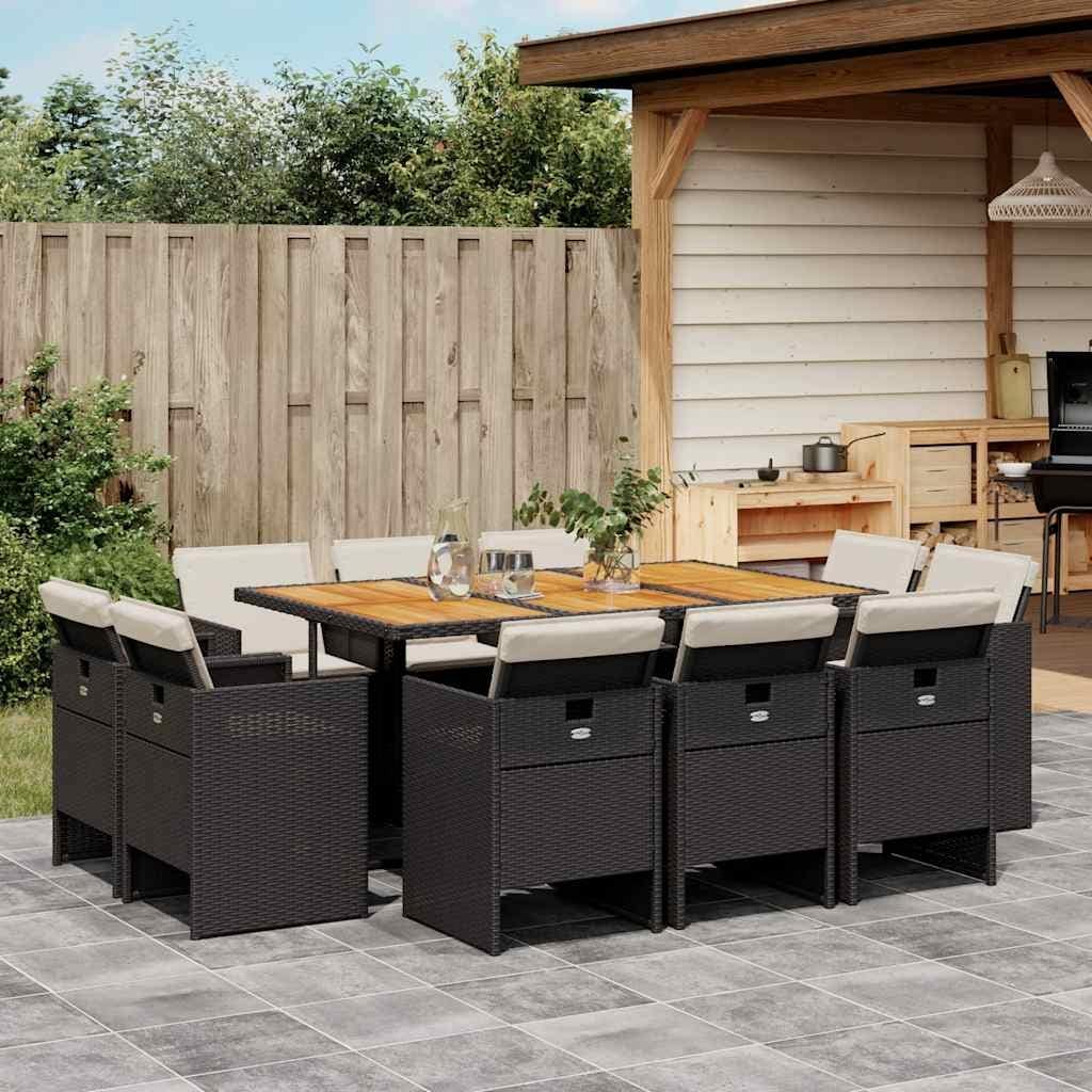 Vidaxl Garden Dining Set Black Brown Cream White 65.0 X 41.7 X 28.7 In