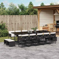 Vidaxl Garden Dining Set Black Cream White Pe Rattan Large 41.7 X 108.3 X 28.7 In